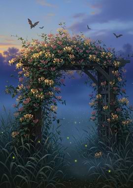 Enchanted Garden Archway at Dusk