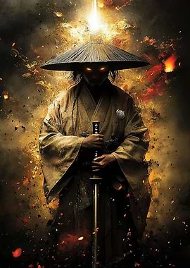 Samurai Warrior with Glowing Eyes