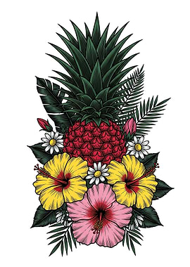 Tropical Floral Arrangement with Pineapple