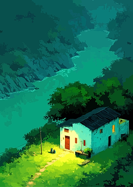 Tranquil house by a river