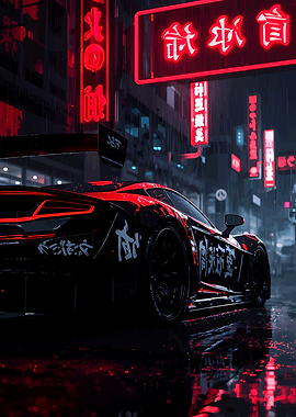 Cyberpunk Car in Neon City