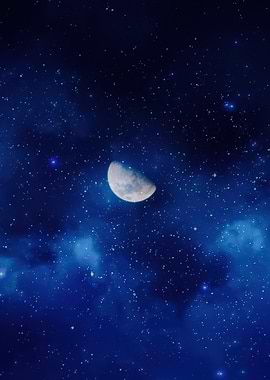 Moonlit Starry Night Sky