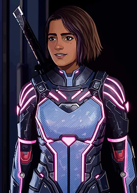 Split Fiction Game Cover Woman in futuristic armor