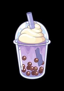 Cute Purple Boba Tea Drink