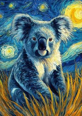 Koala in Starry Night Style