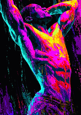 Vibrant Neon Muscle Splatter Art