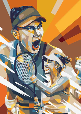 Belinda Bencic illustration portrait in colorful