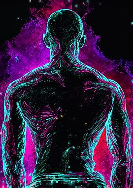 Glowing Neon Muscle Back Art