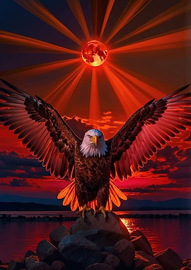 Majestic Eagle Against a Fiery Sunset