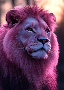 Pink Lion with Purple Eyes