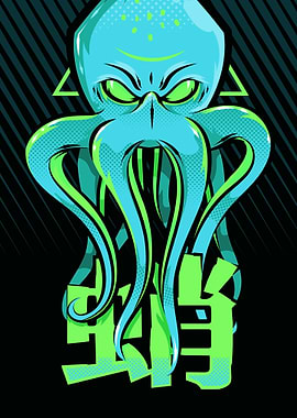 Aggressive Blue and Green Squid