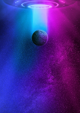 UFO Beam Abducting Moon in Space