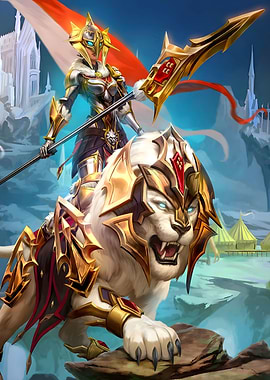 Guild Wars: Warrior Riding a White Lion