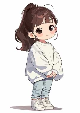 Cute Anime Girl in Casual Outfit