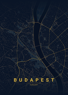 Budapest Hungary Map Art