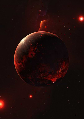 Fiery Planet in Deep Space