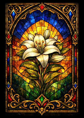 Stained Glass Lily Window Art