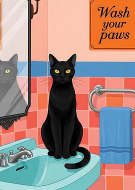 cute Cat in Bathroom