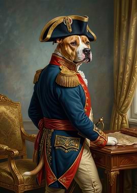 Dog in Napoleonic Military Uniform