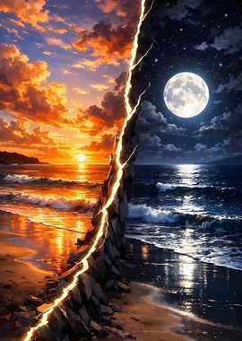 Day and Night Split Landscape