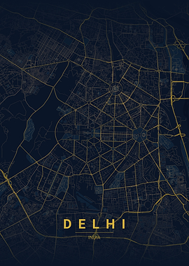 Delhi India Map Art