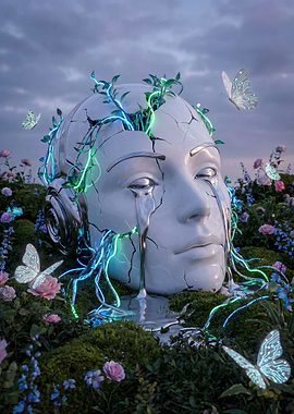 Cybernetic Sorrow: Weeping Android Reclaimed by Nature