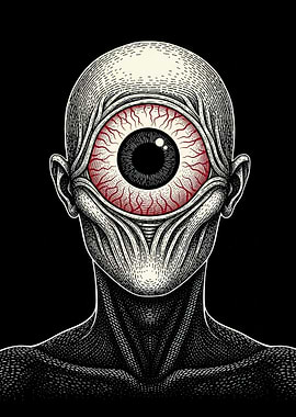 Cyclops Head with Red Eye