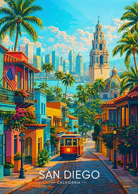 San Diego California Trolley Scene