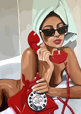 Woman on phone in bathtub