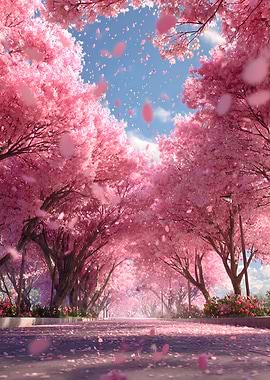 Cherry Blossom Pathway in Bloom