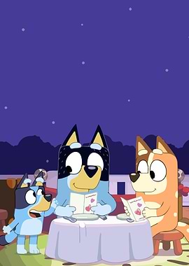 Bluey Family Dinner at Night