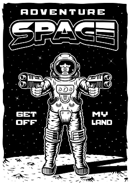 Astronaut with guns in space