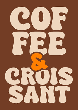 Coffee & Croissant – Retro Minimalist Kitchen Typography Poster
