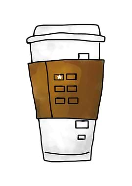 Coffee Cup with Sleeve and Star