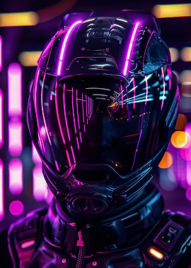 Cyberpunk Rider in Neon City