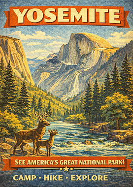 Yosemite National Park Vintage Poster
