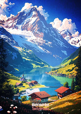 Bernese Switzerland Mountain Poster