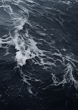 Dark Ocean Waves with Foam