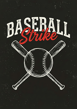 Baseball Strike Vintage Poster