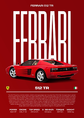 Ferrari 512 TR Car Poster