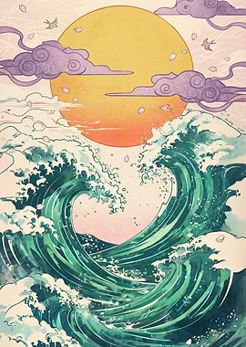 Japanese Wave and Sun