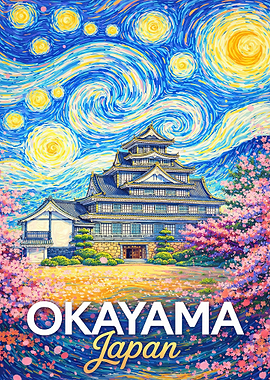 Okayama Japan Starry Night Painting