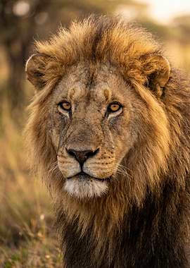 Close-up of a Male Lion's Face