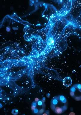 Abstract Blue Nebula with Bubbles