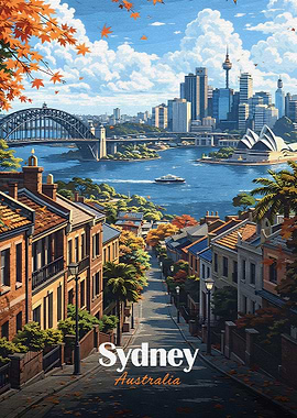 Sydney Skyline with Opera House and Harbour Bridge