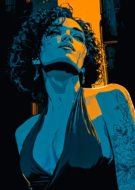 Cyan Orange Pop Art Portrait