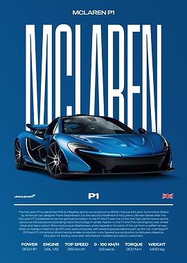 McLaren P1 Supercar Car Poster
