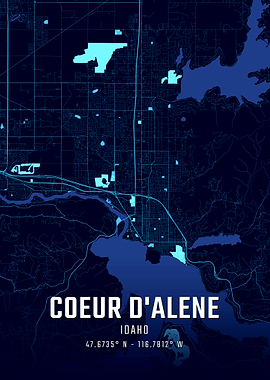 Coeur d'Alene Idaho Midnight City Map