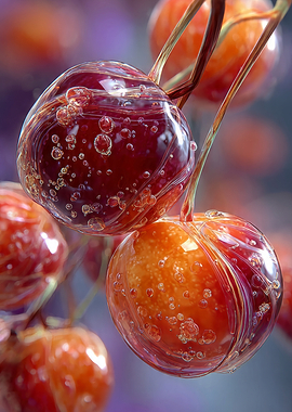 Close-up of glistening cherries