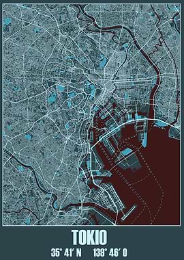 Stylish Tokyo City Map